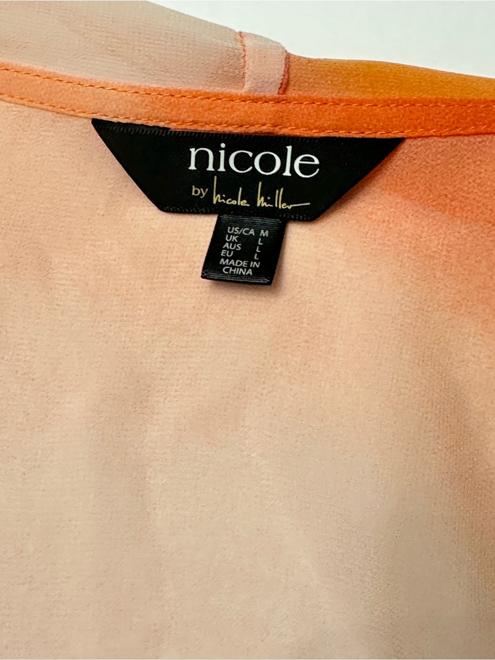 Nicole by Nicole Miller Sheer Kimono Cardigan Orange Pink Ombre Chiffon Duster M - Picture 5 of 9